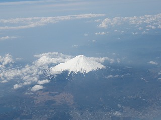 飛行機から撮った富士山